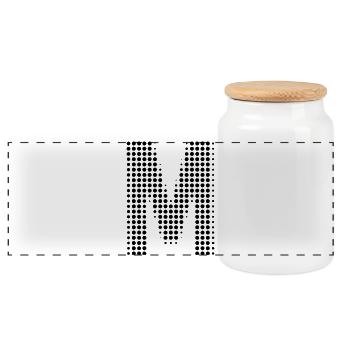M Buchstabe Punkte Anfangsbuchstabe Geschenk - Panorama Keksdose mit Holzdeckel - Weiß - Vorne