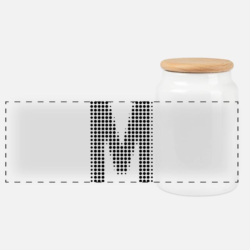 M Buchstabe Punkte Anfangsbuchstabe Geschenk - Panorama Keksdose mit Holzdeckel - Weiß