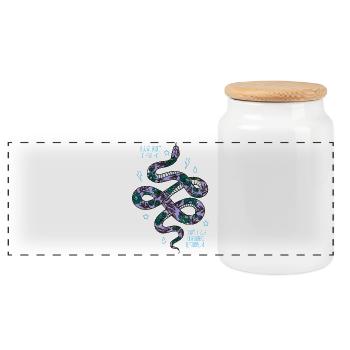 Snake - Panoramic Cookie Jar with Wooden Lid - white - Front
