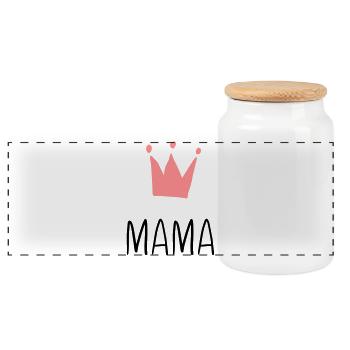 Mama Krone - Best Mom - Panoramic Cookie Jar with Wooden Lid - white - Front