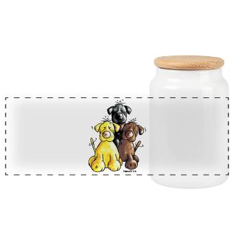 Labrador Retriever - Hund - Panorama Keksdose mit Holzdeckel - Weiß - Vorne