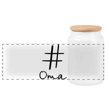 #Oma Hashtag Social Media I Gift Idea for Grandma - Panoramic Cookie Jar with Wooden Lid - white - Front