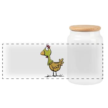 Kleines Huhn I Hühner I Henne I Gockel Geschenk - Panorama Keksdose mit Holzdeckel - Weiß - Vorne