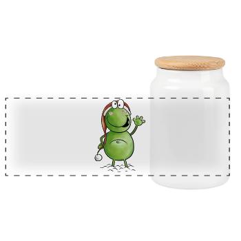 Lustiger Weihnachtsmann Frosch I Fun Geschenk - Panorama Keksdose mit Holzdeckel - Weiß - Vorne