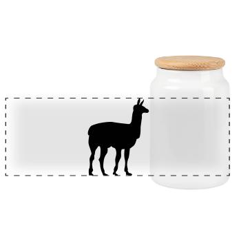 lama - Panorama Keksdose mit Holzdeckel - Weiß - Vorne