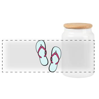 flip flops sommer beach strand party - Panorama Keksdose mit Holzdeckel - Weiß - Vorne