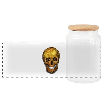 Gold Skull - Panorama Keksdose mit Holzdeckel - Weiß - Vorne