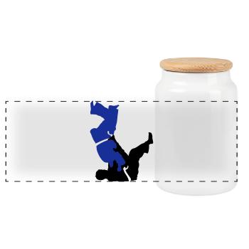 judo - Boîte à biscuits avec couvercle en bois - blanc - Devant