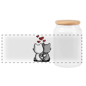 Katzen In Love I Manga I Valentinstag Geschenk - Panorama Keksdose mit Holzdeckel - Weiß - Vorne