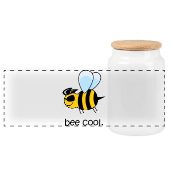 bee cool, cool bee, funny bee, be cool - Panoramic Cookie Jar with Wooden Lid - white - Front