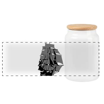 voilier - Boîte à biscuits avec couvercle en bois - blanc - Devant