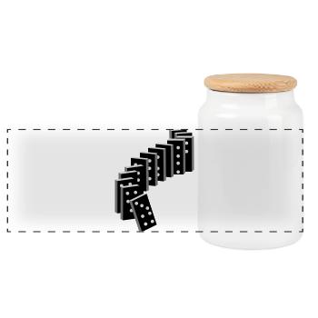 tile-based game with dominoes - Panoramic Cookie Jar with Wooden Lid - white - Front