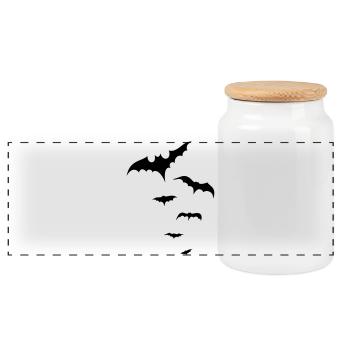 Halloween Fledermäuse, bats - Panoramic Cookie Jar with Wooden Lid - white - Front