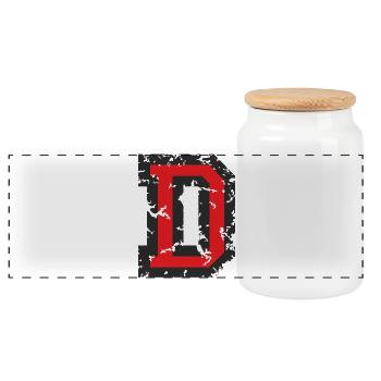 D (Vintage Rot) Buchstabe D - Panorama Keksdose mit Holzdeckel - Weiß - Vorne