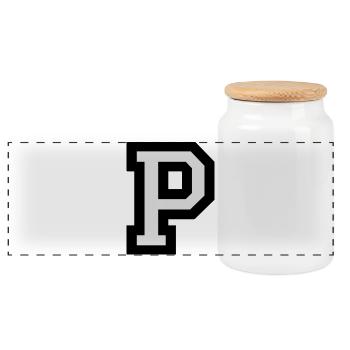Letter P two-color - Panoramic Cookie Jar with Wooden Lid - white - Front