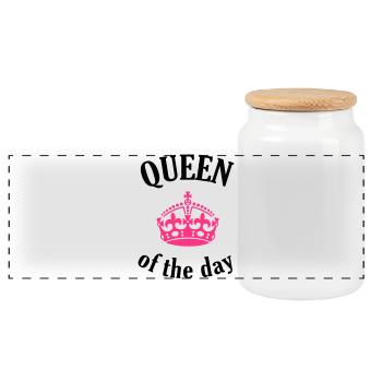 Queen of the day - Panoramic Cookie Jar with Wooden Lid - white - Front