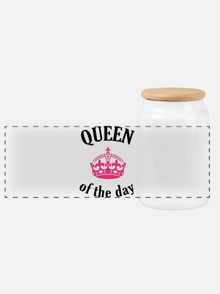 Queen of the day - Panorama Keksdose mit Holzdeckel - Weiß