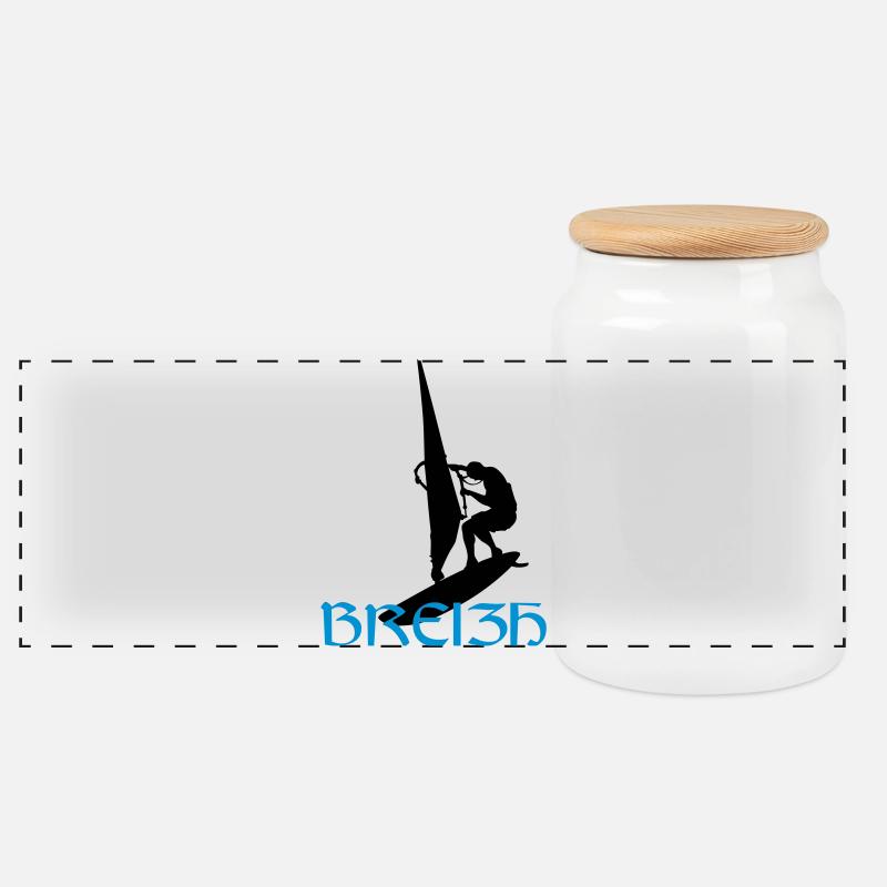 Windsurfen / Windsurfer / Windsurf / Windsurfing - Panorama Keksdose mit Holzdeckel - Weiß