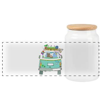 Road Trip Car Packed Adventures - Panoramic Cookie Jar with Wooden Lid - white - Front