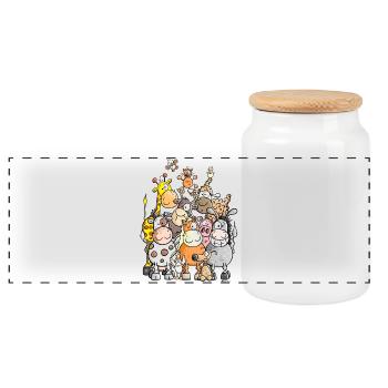 Giant Pile Of Animal - Panoramic Cookie Jar with Wooden Lid - white - Front