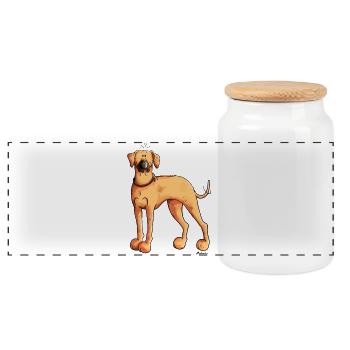 Süßer Rhodesian Ridgeback - Panorama Keksdose mit Holzdeckel - Weiß - Vorne