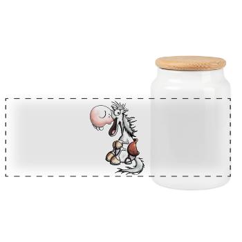 Laughing Horse - Panoramic Cookie Jar with Wooden Lid - white - Front