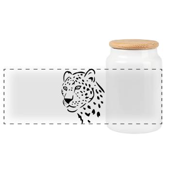 léopard - Boîte à biscuits avec couvercle en bois - blanc - Devant