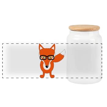 fuchs mit brille - Panorama Keksdose mit Holzdeckel - Weiß - Vorne