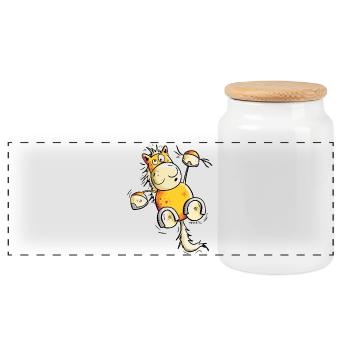 Drôle Cheval - Boîte à biscuits avec couvercle en bois - blanc - Devant