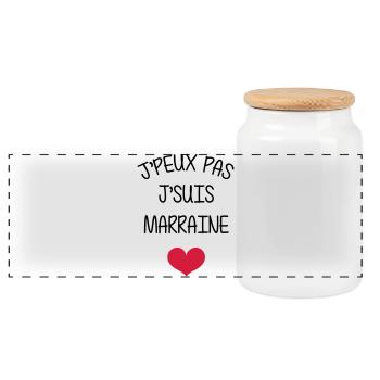 Marraine Parrain Bébé Naissance Tante Amour - Boîte à biscuits avec couvercle en bois - blanc - Devant