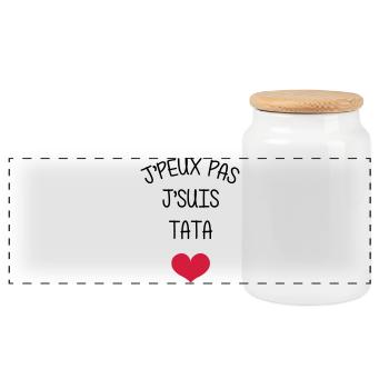 Tante / Tata / Marraine / Oncle / Nourrice / Bébé - Boîte à biscuits avec couvercle en bois - blanc - Devant