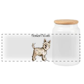 Happy Berger Picard - Hund - Dog - Comic - Panorama Keksdose mit Holzdeckel - Weiß - Vorne