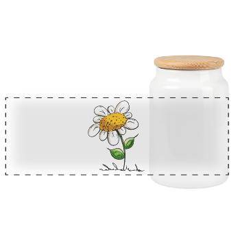 Schöne Blume - Blumen - Blümchen - Natur - Blatt - Panorama Keksdose mit Holzdeckel - Weiß - Vorne