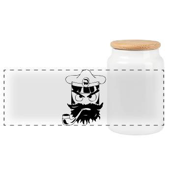 Cool Hand Drawn Captain - Captain Shirt - Panoramic Cookie Jar with Wooden Lid - white - Front