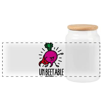 Unbeetable unbeatable beet unschlagbare Rote Bete - Panorama Keksdose mit Holzdeckel - Weiß - Vorne