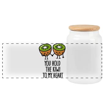 You hold the kiwi to my heart Kawaii niedlich Paar - Panorama Keksdose mit Holzdeckel - Weiß - Vorne