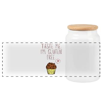 Taste me I'm gluten free - Panoramic Cookie Jar with Wooden Lid - white - Front