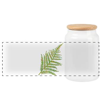 Farnkraut Blatt Motiv - Panorama Keksdose mit Holzdeckel - Weiß - Vorne