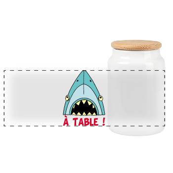 Requin qui a faim ! - Boîte à biscuits avec couvercle en bois - blanc - Devant