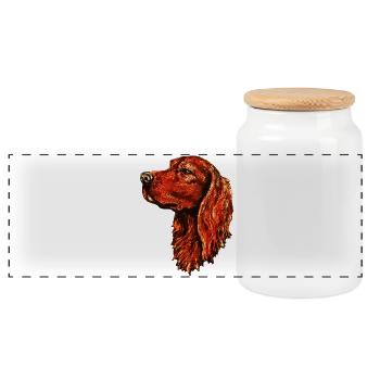 Irish Setter Portrait - Panorama Keksdose mit Holzdeckel - Weiß - Vorne