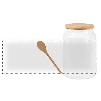 Wooden spoons Cooking spoons for your own texts and recipes - Panoramic Cookie Jar with Wooden Lid - white - Front
