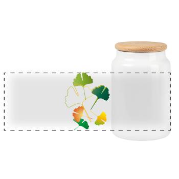autumnal ginkgo leaves sometimes only outlines - Panoramic Cookie Jar with Wooden Lid - white - Front