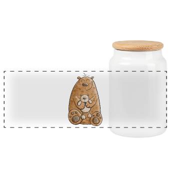 Bear with baby I animals comic I wild animals - Panoramic Cookie Jar with Wooden Lid - white - Front