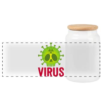 Skull virus - Panoramic Cookie Jar with Wooden Lid - white - Front