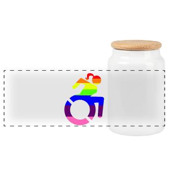 Rollstuhlmädchen LGBTQ-Symbol # - Panorama Keksdose mit Holzdeckel - Weiß - Vorne