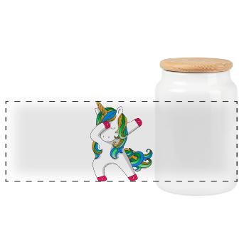 Licorne tamponnant - Boîte à biscuits avec couvercle en bois - blanc - Devant