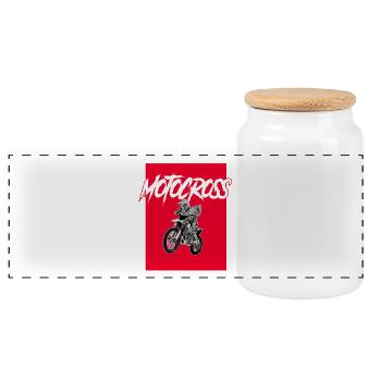 Motocross - Panoramic Cookie Jar with Wooden Lid - white - Front