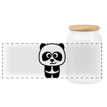Panda - Panorama Keksdose mit Holzdeckel - Weiß - Vorne