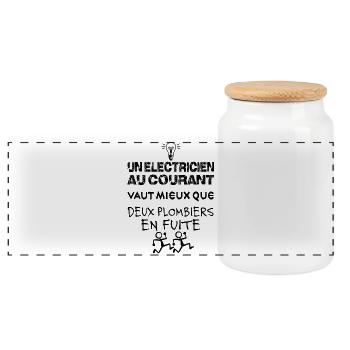 Un Électricien au courant - Boîte à biscuits avec couvercle en bois - blanc - Devant
