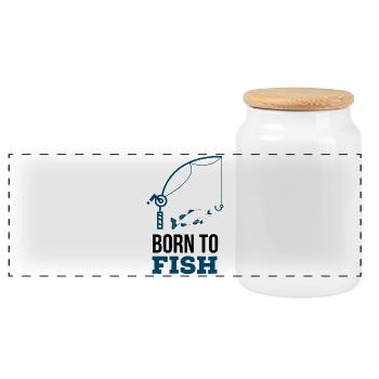 Born to fish - Boîte à biscuits avec couvercle en bois - blanc - Devant
